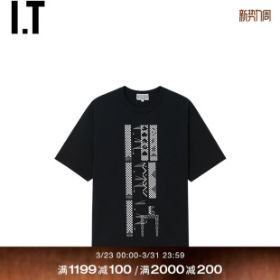 T恤新款 宽松短袖 简约个性 图案装 S29T18MQ 饰圆领半袖 C.E男装