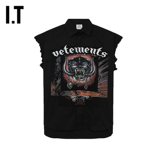 宽松翻领背心新款 复古潮酷暗黑图案装 饰SH250BXM VETEMENTS女装