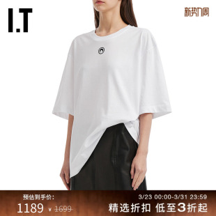 MARINE 简约休闲新月刺绣圆领半袖 SERRE男装 T恤新款 宽松短袖