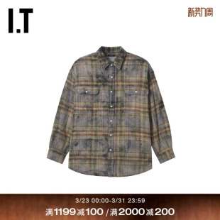 新款 格纹衬衫 长袖 复古随性做旧效果格子上衣R13WR4XQ R13女装