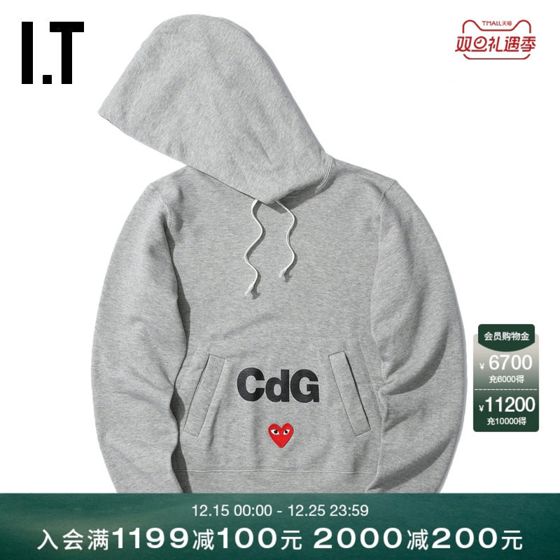 IT CDG PLAY COMME des GARÇONS川久保玲女连帽卫衣爱心刺绣印花