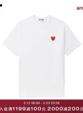 IT CDG PLAY COMME des GARCONS川久保玲情侣爱心logo装饰短袖T恤