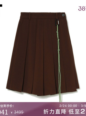 IT SJYP女装百褶裙裤复古学院风绳索坠饰拼接五分裤PC1900XK