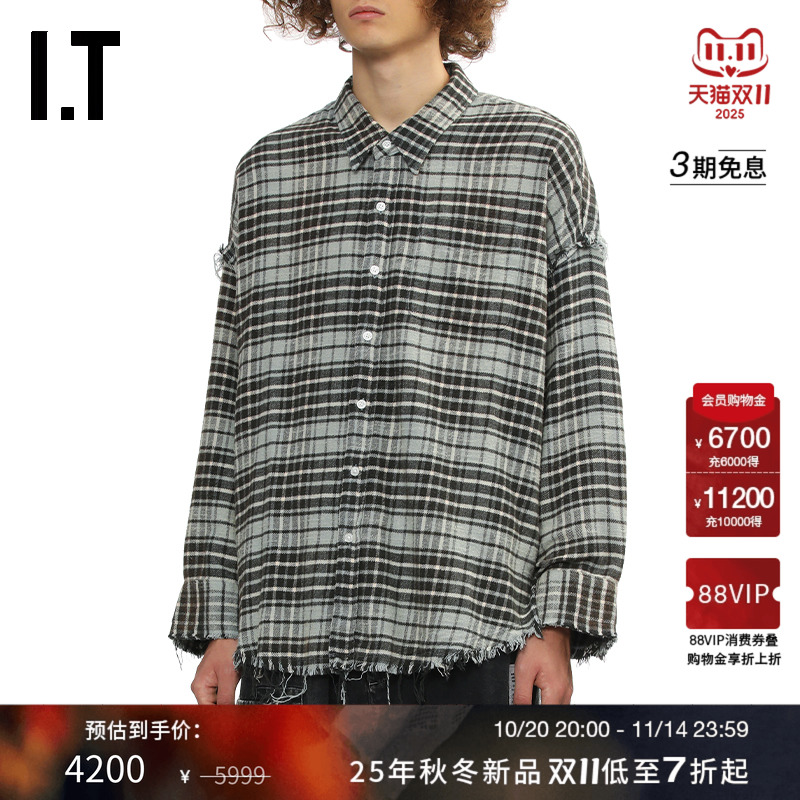 ITR13长袖格纹衬衫随性街潮