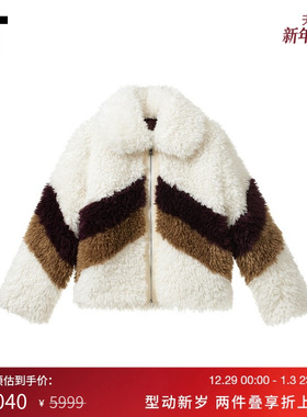IT PERFECT MOMENT女装长毛绒拉链夹克新款毛毛厚外套W31049XN