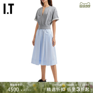 IT 3.1 Phillip Lim女装假两件短袖连衣裙新款时尚气质拼接裙装