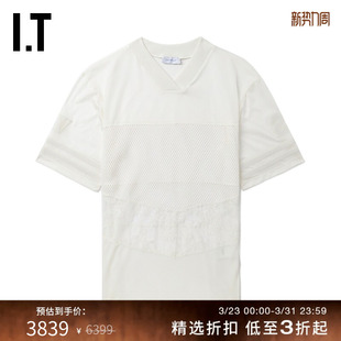 蕾丝网眼拼接微透短袖 WHITE™女装 长上衣 OFF