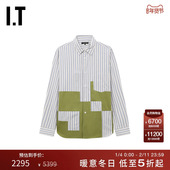 CDG 几何裁布拼接条纹衬衫 COMME GARCONS PLUS男装 des HOMME