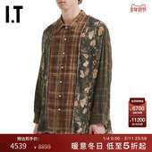 复古文艺风解构感拼接上衣538W25MP 新款 R13男装 毛边格纹衬衫