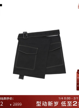 IT HELMUT LANG女装半身裙新品甜酷辣妹风饰腰带交叠短裙6H0301AL