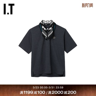 kolor男装 时尚 短袖 新款 日系领巾拼接缀饰上衣T03202MQ polo衫