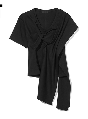 IT GOEN.J女装短袖上衣新品前卫时尚解构拼接纯色半袖3SST09XK