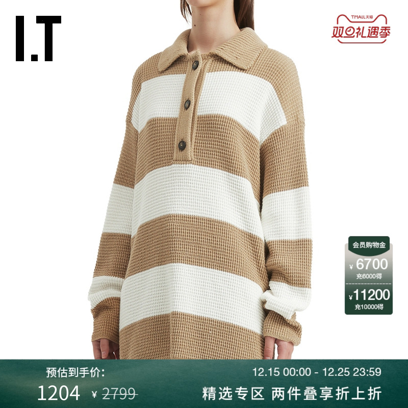 ITCLOSED中长款polo领针织衫