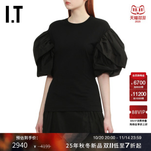 泡泡袖 Rocha女装 T恤新款 廓形袖 上衣536153XP 拼接修身 Simone