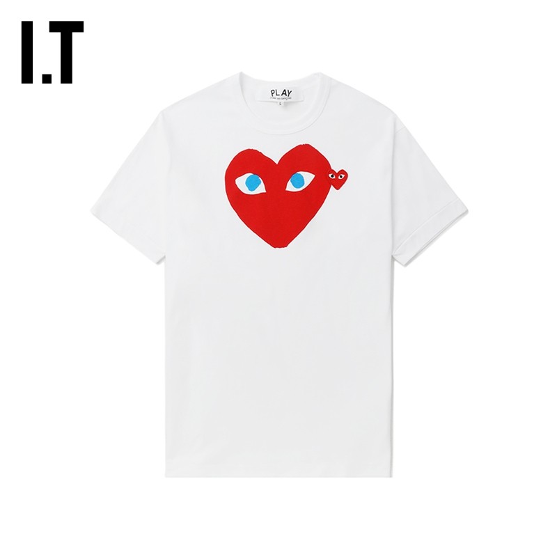 IT CDG PLAY COMME des GARCONS川久保玲情侣爱心logo装饰短袖T恤