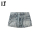 R13女装 水洗磨白工装 合身牛仔短裤 新款 甜辣时尚 热裤 WD1611XO