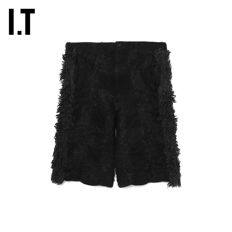 IT CDG COMME des GARÇONS HOMME PLUS男羊毛短裤时髦质感直筒裤
