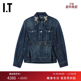 牛仔夹克新款 Rocha女装 时髦复古饰腰带水洗外套6132TB Simone