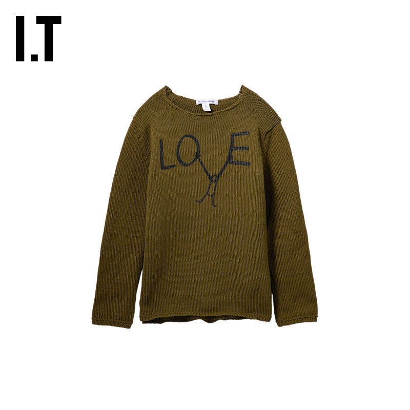 IT CDG COMME des GARCONS SHIRT男装圆领针织衫文艺质感粗织毛衣