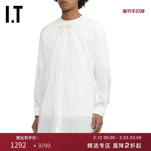 IT CDG COMME des GARCONS HOMME PLUS男中长款无领微透长袖上衣