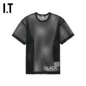 CDG HOMME COMME des GARCONS BLACK情侣镂空网眼渔网短袖 上衣