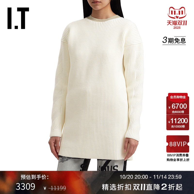 IT OFF-WHITE c/o VIRGIL ABLOH™女装中长款圆领针织衫纯色毛衣