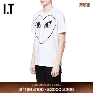 CDG GARÇONS川久保玲男短袖 PLAY des T恤爱心刺绣印花 COMME