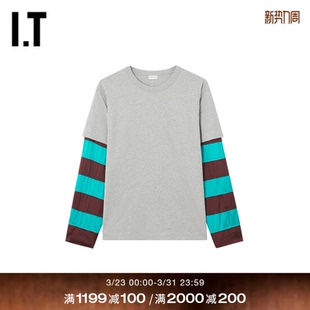 NOTEN男装 VAN 假两件长袖 T恤新款 活力条纹叠层上衣 时尚 DRIES