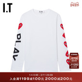 GARCONS川久保玲情侣爱心徽标印花长袖 T恤 COMME des CDG PLAY