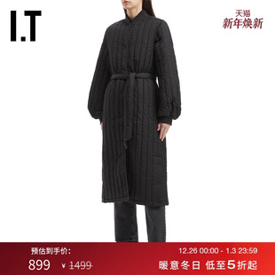 绗缝夹克新款 中长款 简约气场配腰带棉服长外套1870XX RAINS女装