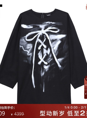 IT We11Done女装中长款长袖上衣新款时髦个性手绘印花184UBKXL