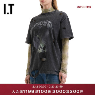 IT Andersson Bell女装两件套上衣新款格纹打底衫T恤套装1510WGXQ