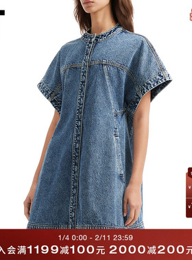 IT 3.1 Phillip Lim女装短袖牛仔连衣裙新款时髦复古廓形水洗短裙