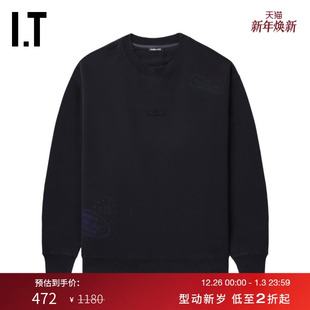 随性街头磨损做旧套头上衣 宽松圆领卫衣新款 GROUNDZERO情侣款