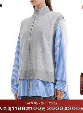 IT Nagonstans女装立领拉链马甲新款简约休闲前短后长背心外搭