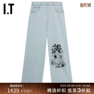 率性街头涂鸦印花直筒裤 新款 宽松牛仔长裤 P005MO WESTFALL男装