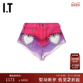 活力性感水钻缀饰心形挖剪热裤 45215 牛仔短裤 新品 Area Nyc女装