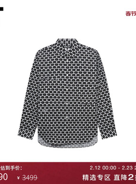 IT CDG COMME des GARCONS HOMME DEUX男装满幅图案装饰条纹衬衫