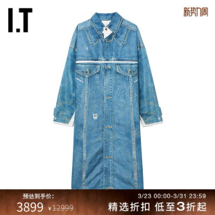 牛仔服效果装 大衣风衣新款 中长款 饰外套W001NMXM KHRISJOY女装