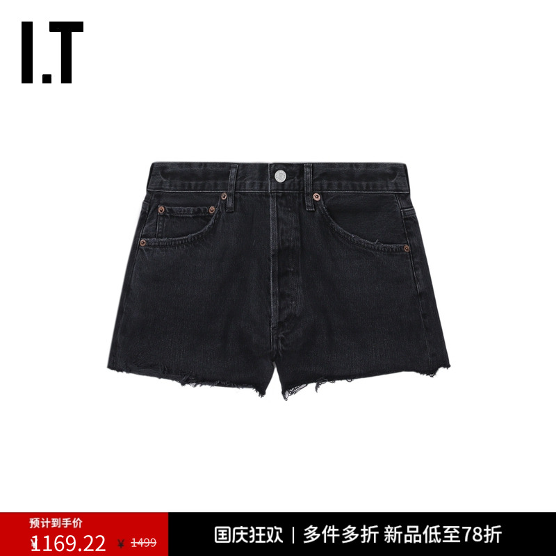 ITAGOLDE毛边牛仔短裤