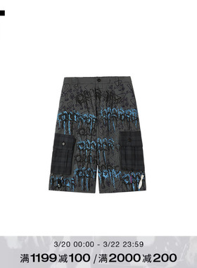 IT WESTFALL男装阔腿裤露踝裤新款潮趣街头涂鸦装饰工装裤07P003M