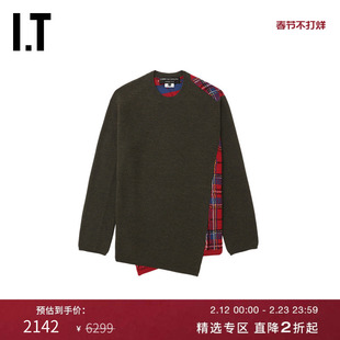 IT CDG COMME des GARCONS HOMME PLUS男彩色格纹拼接宽松针织衫