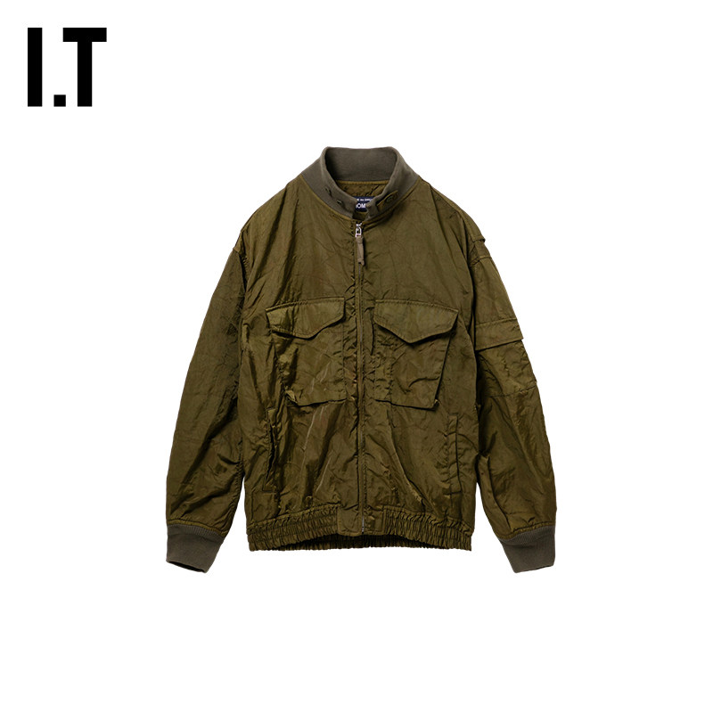IT CDG COMME des GARCONS HOMME男装褶皱感拉链工装夹克外套新款