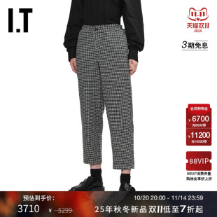 des GARCONS 锥形裤 CDG 千鸟格九分裤 COMME BLACK情侣款 HOMME