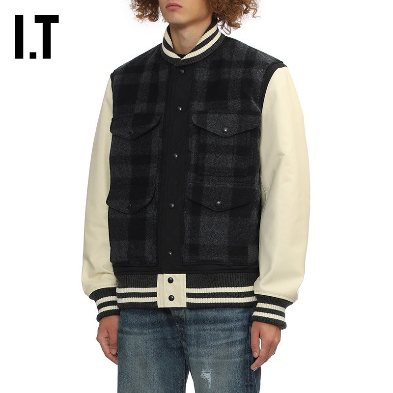 IT JUNYA WATANABE男装棒球夹克新款复古日潮皮质袖拼接休闲外套,男装,夹克,淘宝优惠券,粉丝福利购,淘宝优惠卷