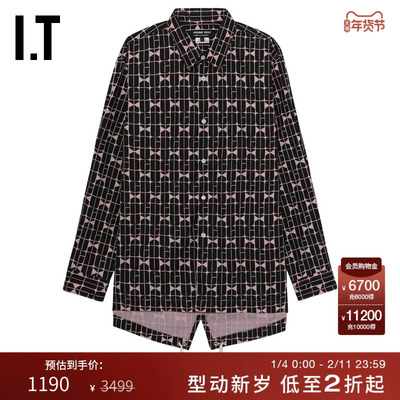 IT满幅图案条纹长袖衬衫