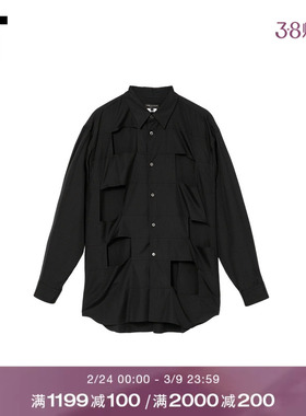 IT CDG COMME des GARCONS HOMME PLUS男装挖剪镂空设计长袖衬衫