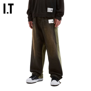 IT Mihara Yasuhiro男装阔腿裤牛仔裤新款街潮日系材质拼接长裤