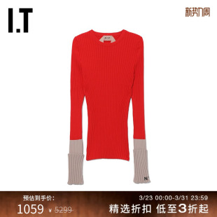 简约气质拼色罗纹修身 圆领针织衫 薄毛衣内搭24769AG N°21女装