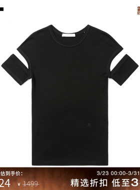 IT HELMUT LANG女装修身短袖T恤新款挖剪镂空圆领内搭9H0504XO